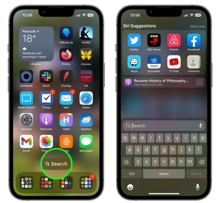 开平苹果手机维修分享升级到 iOS 16 后，如何删除主屏幕上的搜索按钮 